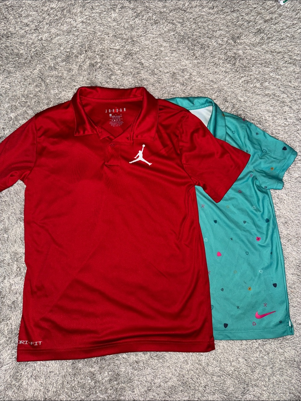 Nike Red Polo with Teal Graphic Tee Layered Set